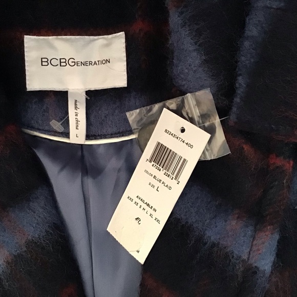 NWT BCBG generation bcbgeneration double breasted blue plaid wool blend coat - Picture 7 of 12